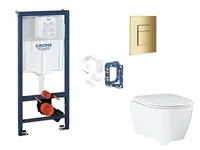 Grohe Rapid SL - Set předstěnové instalace, klozetu, sedátka SoftClose, tlačítka Skate Cosmopolitan a sady pro vhazování tablet, Cool Sunrise SANI11BB