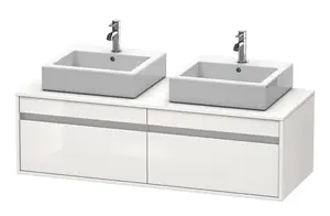 Duravit Ketho - Umývadlová skrinka 43x140x55 cm, 2 zásuvky, lesklá biela KT6697B2222
