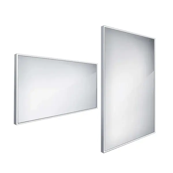 Nimco Zrcadla - Zrcadlo v rámu s LED osvětlením, 140x70 cm, hliník ZP 13008