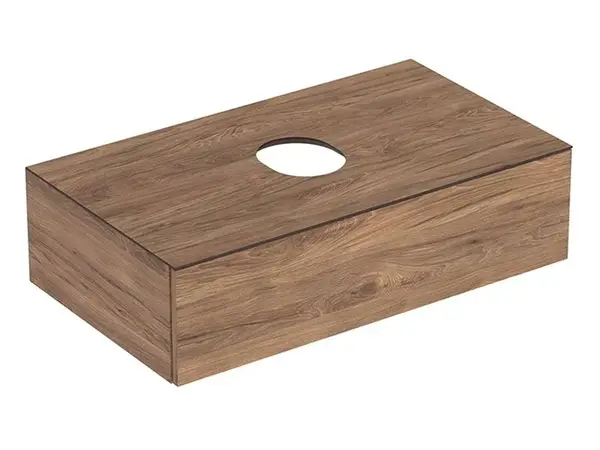 Geberit VariForm - Umyvadlová skříňka, 90x51x24 cm, 1 zásuvka a zápachová uzávěrka, ořech 501.168.00.1