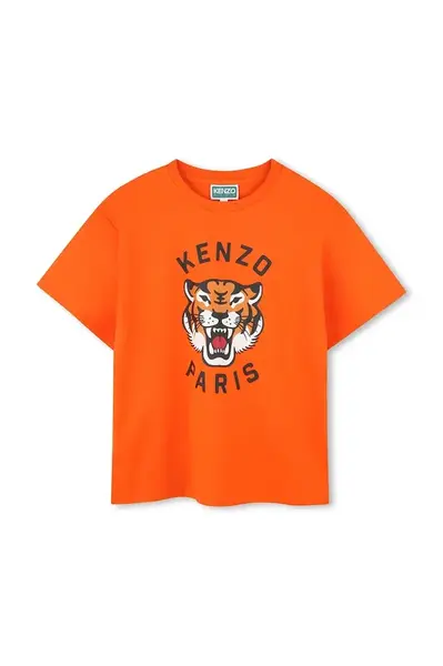 Dětské bavlněné tričko Kenzo Kids oranžová barva, s potiskem, K61505