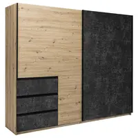 MID.YOU ŠATNÍ SKŘÍŇ S POSUVNÝMI DVEŘM, šedohnědá, dub artisan, 250/205/61,5 cm