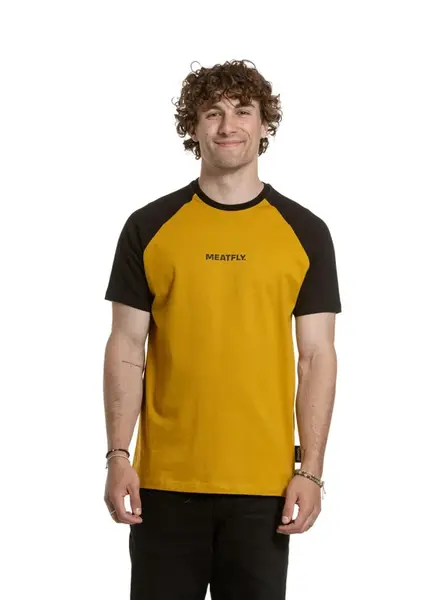 Meatfly pánské tričko Ozzy Raglan Mustard / Black | Černá | Velikost XXL | 100% bavlna