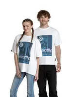 Meatfly unisex tričko Junglist Blue Leaf | Bílá | Velikost M/L | 100% bavlna