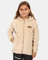 Dívčí chlupatá fleecová mikina s kapucí kilpi norka-jg béžová 134-140