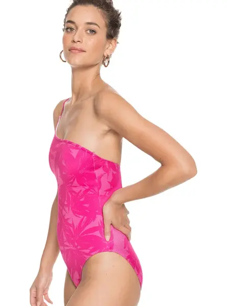 Roxy dámské plavky v celku POP Surf Beetroot Purple Texture Flower | Růžová | Velikost L