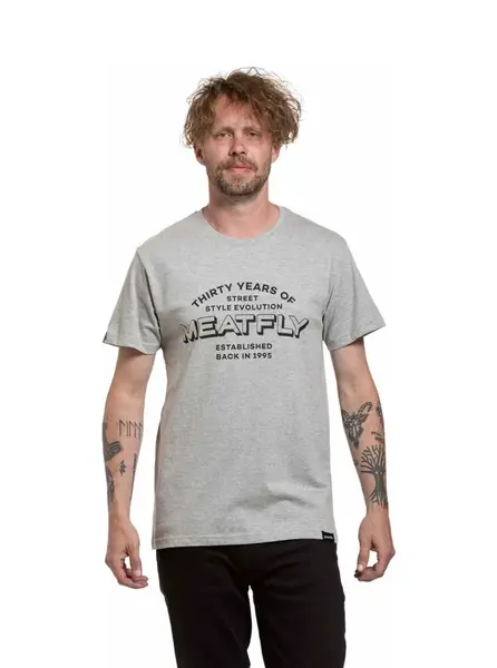 Meatfly pánské tričko Yvans Written Patch Grey | Šedá | Velikost XXL