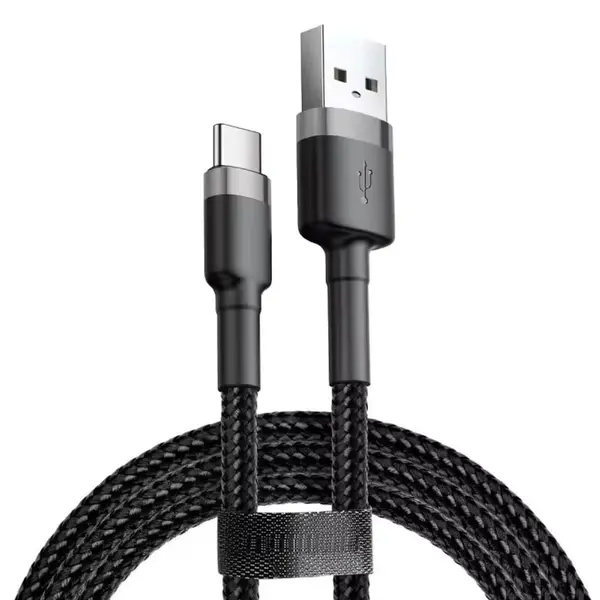 JP nylonový kabel USB na USB-C, 2 metry, černý