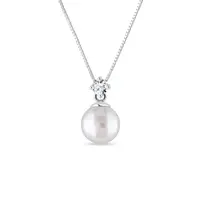 Zlatý prívesok so sladkovodnou perlou a diamantom KLENOTA