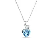 Zlatý náhrdelník ve tvaru srdce s topazem a diamantem KLENOTA