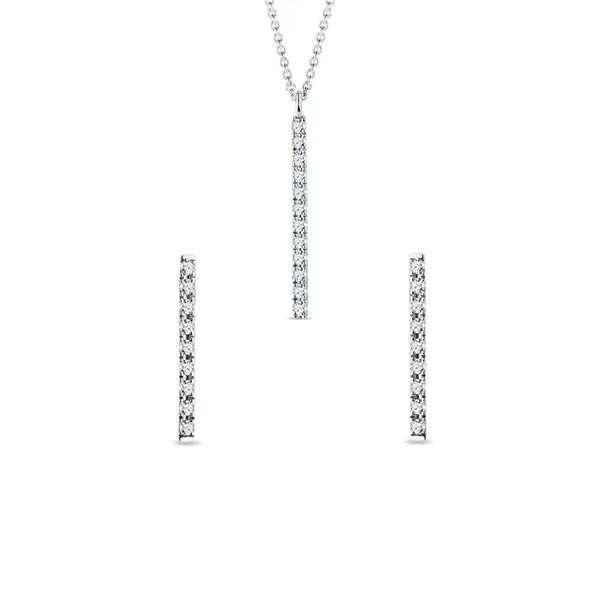 Souprava šperků s briliantovou tyčinkou v bílém zlatě KLENOTA