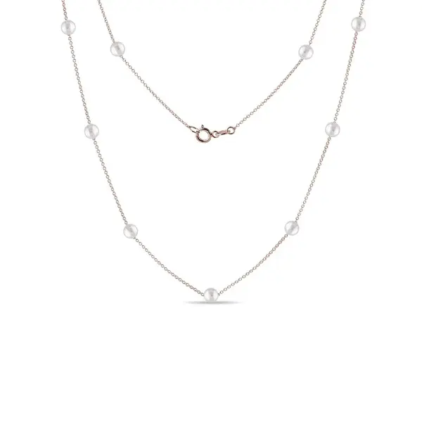 Náhrdelník z růžového zlata se sladkovodními perlami KLENOTA