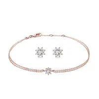 Set diamantových náušníc a náramku v ružovom zlate KLENOTA