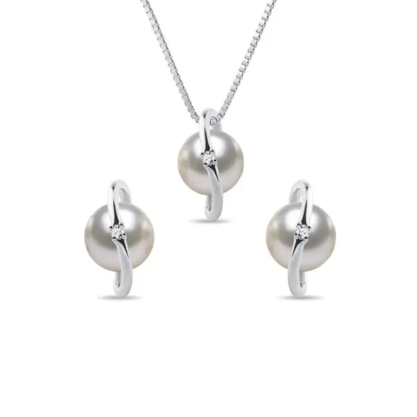 Perlová súprava z bieleho zlata KLENOTA