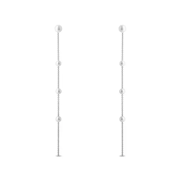 Retiazkové náušnice z bieleho zlata so sladkovodnými perlami KLENOTA