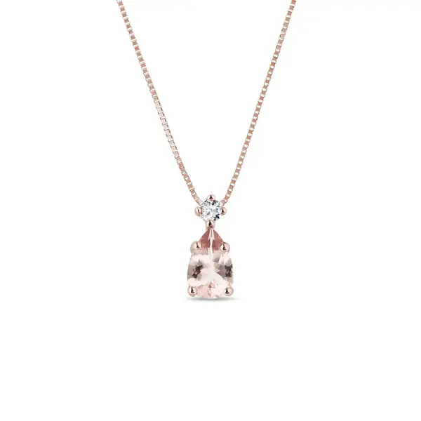 Přívěsek z růžového zlata s morganitem KLENOTA
