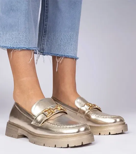 Gemre Golden elegant faux leather loafers Danetti