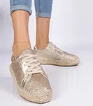 Gemre Golden women's espadrilles decorated with glitter Taredo