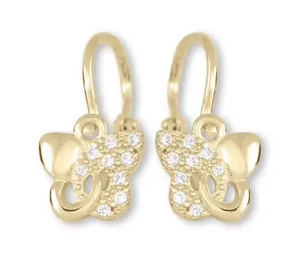 Soliter Detské motýlikovho náušnice zo žltého zlata 239 001 01005