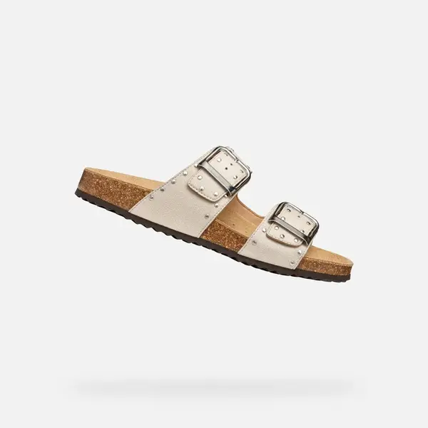 Cream women's slippers Geox Brionia R - Women's