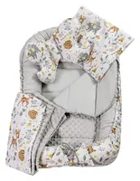 Medi Partners Cocoon in a 5-piece set (cocoon / insert / butterfly pillow / flat pillow / quilt 75x55) – Jelonki + gray minky