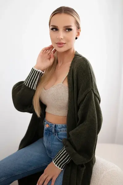 Kesi Włoski Kardigan s vreckami khaki