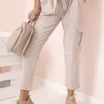 Kesi Dámske cargo nohavice s vysokým pásom béžový