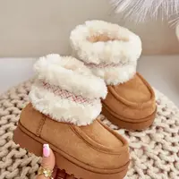 FR1 Snehové Topánky Pre Deti S Kožušinou A Vzorom Camel Melefia