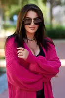 Long sweater fuchsia cardigan