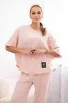Women's set blouse + trousers - powder pink