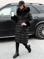 Dámska dlhá čierna zimná bunda ZAELEGANTE