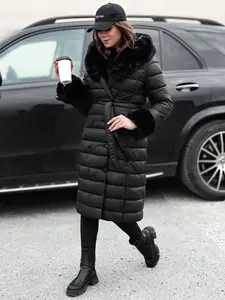 Dámska dlhá čierna zimná bunda ZAELEGANTE