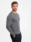 Ombre Classic BASIC men's viscose sweater with round neckline - grey melange