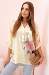 Kesi Włoski Dámska bavlnená blúzka s kvetinovým vzorom a gombíkmi žltý