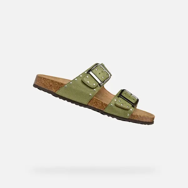 Light green women's slippers Geox Brionia R - Women's