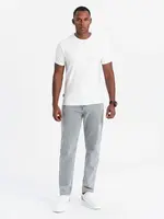 Ombre Men's SLIM FIT T-shirt with round neckline and logo - white