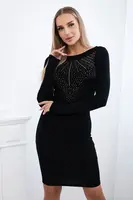 Viscose dress with gold zirconia motif black