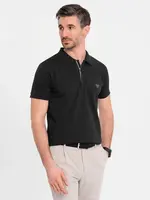 Ombre Men's polo shirt with zip neckline - black
