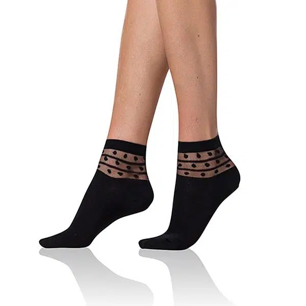 Bellinda
TRENDY COTTON SOCKS - Dámske ponožky s ozdobným lemom - čierna