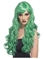 Dámska parochňa zelená dlhá vlnitá