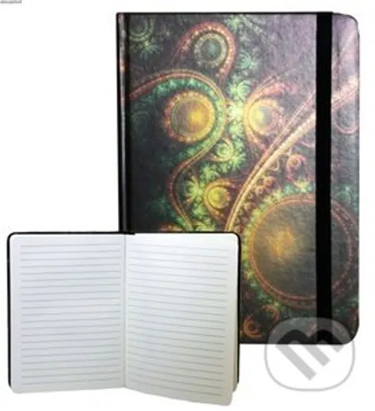 Zápisník s gumičkou 178x126 mm zelenooranžový ornament F