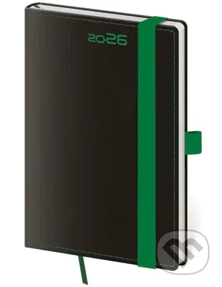 Kapesní diář 2026 Black Green s poutkem