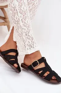 Dámské pantofle Boto s řemínky a zlatou přezkou