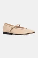 Kožené baleríny Tommy Hilfiger BALLERINA MARYJANE PATENT béžová barva, FW0FW08577