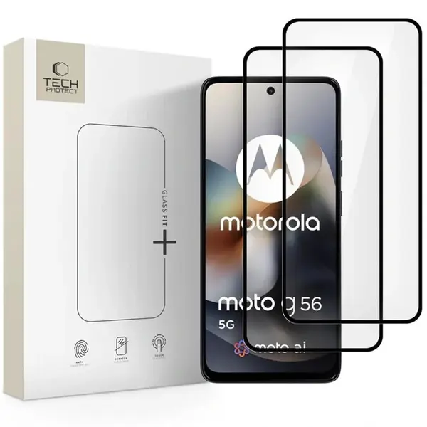 Tech-Protect Tvrzené sklo Fit+ Motorola Moto G56 5G, černé, 2 kusy