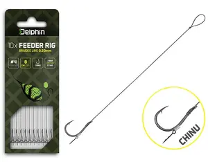 Delphin návazec feederový braided sting chinu 10 ks - délka 8 cm průměr 0,14 mm háček #8
