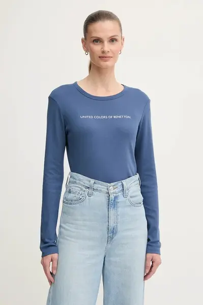 Bavlněné tričko s dlouhým rukávem United Colors of Benetton