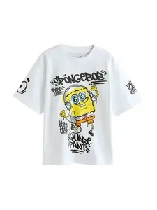 Next Tričko 'Spongebob'  vodová / žltá / čierna / biela