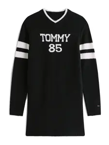 Tommy Jeans Pletené šaty  čierna / biela