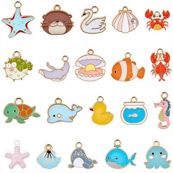 80Pcs 20 Styles Alloy Enamel Pendants